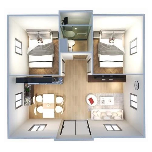 Two bedrooms One bathroom
