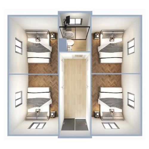 Four bedrooms One bathroom