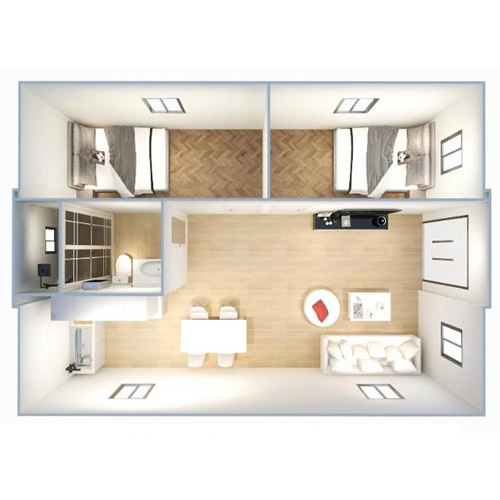 Two bedrooms One bathroom