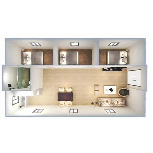 Three bedrooms One bathroom